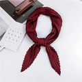 Elegant wine red pleated square scarf accessory for women with chic aesthetic style - Burgundy