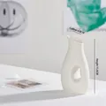 White ceramic vase with matte finish and modern hollow round design 15cm height - Teapot Shape (Mini) (Grey White)