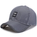 Breathable grey mesh baseball cap for men with rectangular logo patch on the front - Adjustable / Dark Gray