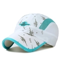 White quick-dry kids baseball cap with blue trim and cartoon airplane embroidery - Adjustable (51-54cm) / White