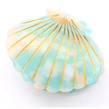 Minimalist light green shell hair claw clip with golden veins and pearl luster finish - Green