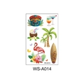 Set de tatuajes temporales hawaianos WS-A014 con máscaras Tiki y palmeras - WS-A014/Máscara Tropical