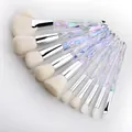 10pcs crystal makeup brush set with diamond handles and soft synthetic bristles - 10Pcs White Handle White Bristles with Fan Brush
