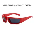 Lunettes de soleil Y2K rouges futuristes avec verres gris foncé au style cyber tech - Monture Rouge Verres Gris Foncé