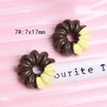 Macro shot of 7x17mm resin donut charms with brown and cream spiral textures for DIY craft - 7# Two-tone Coffee + Yellow