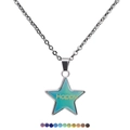 Star shape mood pendant necklace with 'Happy' engraving and 12-color temperature chart - HAPPY