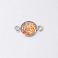 Macro view of 10mm stainless steel drusy connector with shimmering orange and gold glitter - Orange Gold (10)