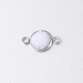 Detailed macro view of 10mm stainless steel drusy connector with white glitter stone inlay - White (13)