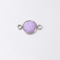 Close-up of 10mm silver stainless steel connector with purple drusy stone inlay - Purple Druzy (11)
