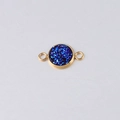 10mm vacuum gold-plated stainless steel connector with sparkling blue stone center - Blue Sparkle Druzy Style (19S)