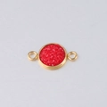 Detailed macro view of a 10mm gold-plated stainless steel connector with red stone center - Bright Red Druzy Style (29)