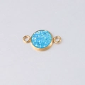 Detail of 10mm gold vacuum plated stainless steel connector with blue sparkling resin center - Dark Blue Sparkle Style (18)