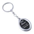 Porte-clés ovale en métal argenté poli avec cadre photo pour des cadeaux personnalisés - GX-210 Ovale (2.65cm x 3.9cm)