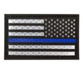 Thin Blue Line US flag tactical morale patch with honeycomb IR reflective pattern - Thin Blue Line (Right)