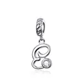 925 sterling silver letter E charm bead with cubic zirconia for charm bracelets - Letter E