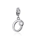 Sterling silver letter O charm with sparkling zircon for beaded charm bracelets - Letter O