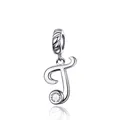 925 sterling silver letter J charm pendant with twisted texture and white zircon - Letter T