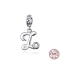 Sterling silver alphabet L charm with sparkling zircon stone for bead bracelets - Letter Z