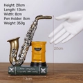 Vintage saxophone pen holder ornament with postbox and book base, 20cm height - Retro Saxophone (Gold)