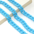 Close-up of bright blue acrylic chunky chain link accessory on a white surface - Bright Blue