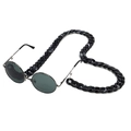 Retro round sunglasses with thick black marble acrylic eyewear chain on white background - Black Marble (1)