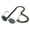 Detail of dark oval sunglasses with a chunky dark green marble acrylic chain strap - Deep Green Tortoiseshell (6)