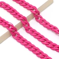 Detail of glossy rose pink acrylic chain links with thick texture for eyewear and masks - Rose Pink