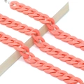 Close-up of coral pink acrylic chain links with glossy finish for glasses and masks - Coral Pink