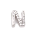 Edelstahl-Netzarmband-Anhänger mit silbernem, zirkonia-besetztem Buchstaben N - Platin Buchstabe N