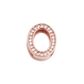 Roségoldener Mesh-Armband-Anhänger mit pavee-gefasstem Buchstaben O und Zirkonia-Steinen - Roségold Buchstabe O