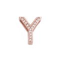 Roségoldener Buchstabe Y Anhänger mit Kristallen für verstellbares Mesh-Armband - Roségold Buchstabe Y