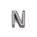 Verstellbares Edelstahl-Mesh-Armband-Element mit buchstabe N in Gunmetal mit Kristallen - Gunmetal Buchstabe N