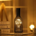 Nordic wine bottle iron decorative lamp with warm LED bulb and sleek white round base - Wine Bottle / Warm Light-Battery Type