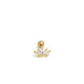 Detail van een gouden kroon oorkraakbeen piercing met marquise-geslepen zirkonia kristallen - 1.2mm / Goud