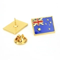 Detail view of Australian flag lapel pin with gold zinc alloy finish and butterfly clutch - Australia