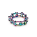 Rainbow stainless steel chain ring for men featuring a creative bicycle link design - Multicolor (KR82251-KFC)
