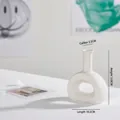 Minimalist white ceramic vase with circular hollow design and matte finish details - Arch Gate (Mini) (Grey White)