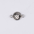 Macro view of 10mm stainless steel fish scale texture pendant with double loops - Silver Scale Pattern (10)