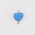 Detail of 13mm heart-shaped pendant with blue glitter resin and silver steel frame - Light Blue (7)