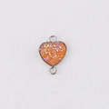 Close-up of 13mm heart-shaped stainless steel pendant with orange glitter filling - Orange (10)
