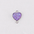 Macro shot of 13mm purple glitter heart pendant with stainless steel frame for DIY jewelry - Purple (8)