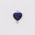 Detail of a 13mm heart-shaped connector in blue-purple gradient glitter with metal border - Blue-Purple (19)