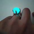 Glow-in-the-dark dragon claw ring with a luminous blue bead in a silver finish - Ring / Antique Silver Blue-Green Glow