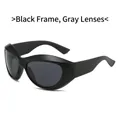 Gafas de sol deportivas Y2K steampunk con montura negra mate y lentes de color gris - Montura Negra Lentes Gris Negro