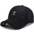 All-black breathable mesh baseball cap with BAOJILAN LUCK patch for summer sun protection - Adjustable / Black