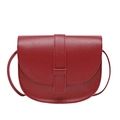 Classic red leather saddle crossbody bag with a curved flap and slender shoulder strap - Red