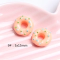 Macro detail of 5x15mm resin donut charm with colorful sprinkles for DIY crafts - 9# Dotted - Orange