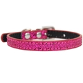 Sparkling rose red pet collar with glitter finish and durable silver metal buckle - Rose Red Glitter