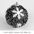 8cm black Christmas ball ornament with white snowflakes and glitter texture finish - Type E (8cm Snowflake Micro-bead Ball)