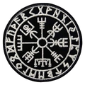 Tactical Viking Vegvisir embroidered patch in classic black and white circular design - Viking Compass Round (Black/White)